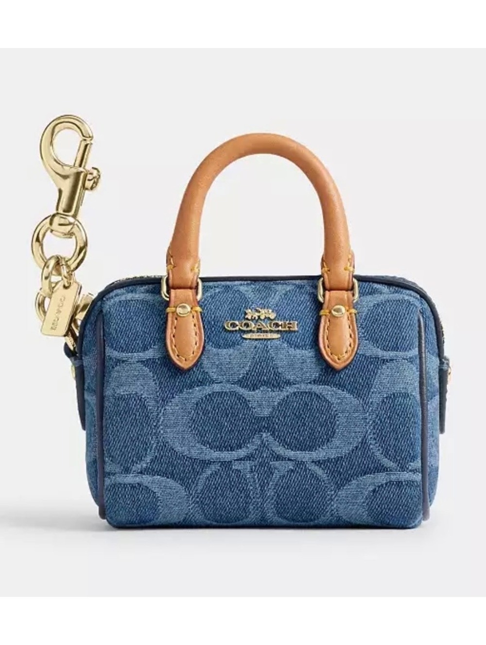 Coach Signature Denim Mini Rowan Bag Charm NWOT